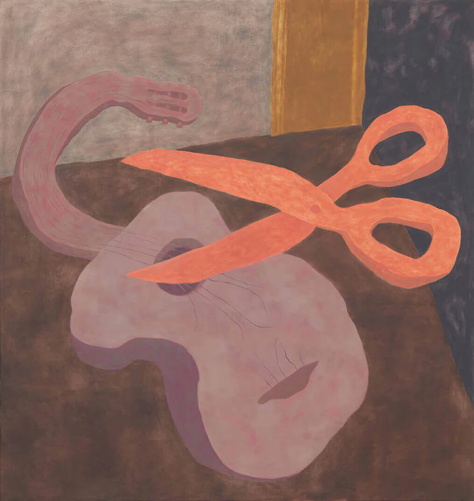 Ginny Casey, Silent Guitar, 2017, oil on canvas, 56 x 53 inches (courtesy of Mier Gallery)