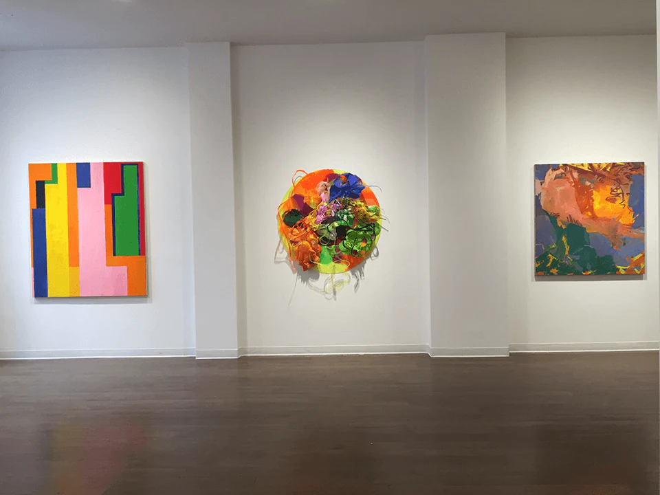 Installation View: Eating Painting (left to right: Thornton Wills, Judy Pfaff, Lisa Taliano)