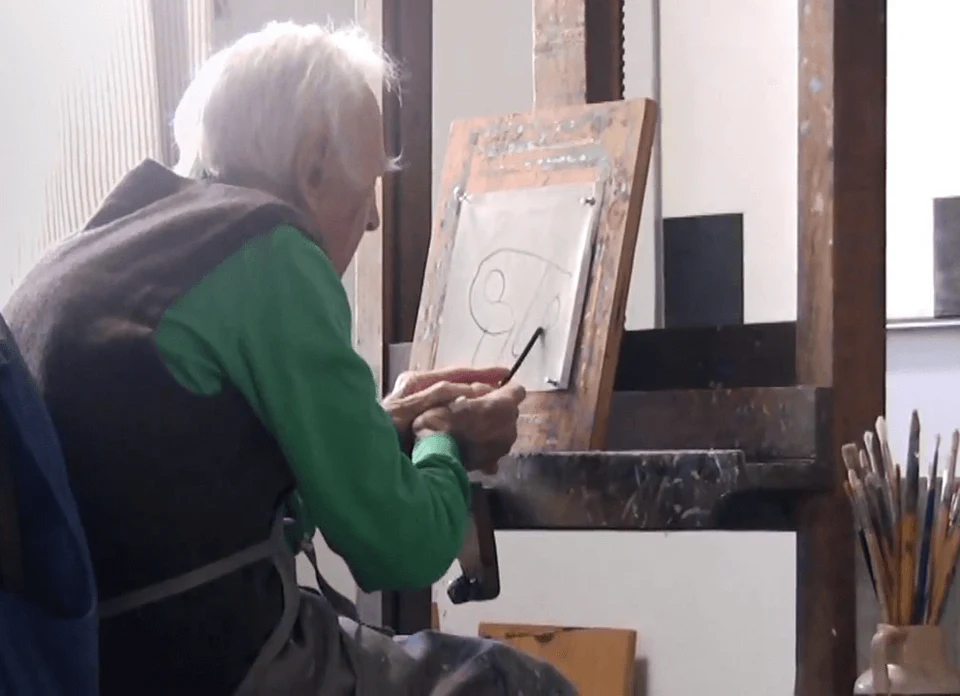 Frederick Hammersley painting (video screen capture © Vanessa H. Smith)