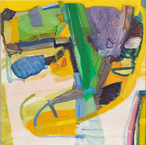 Julian Hatton, Vacation, 2016-17, oil and mixed media on panel, 10 x 10 inches (courtesy of Elizabeth Harris Gallery)