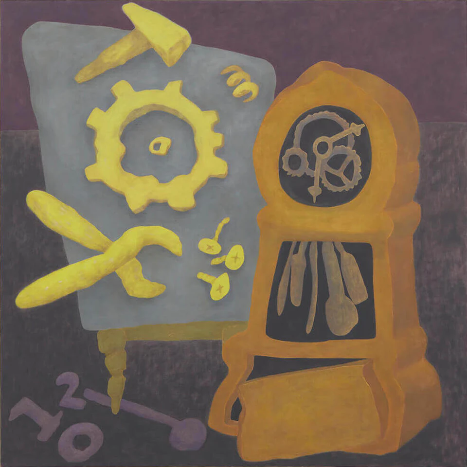 Ginny Casey, Adjusting Time, 2017, oil on linen, 65 x 65 inches (courtesy of Mier Gallery)