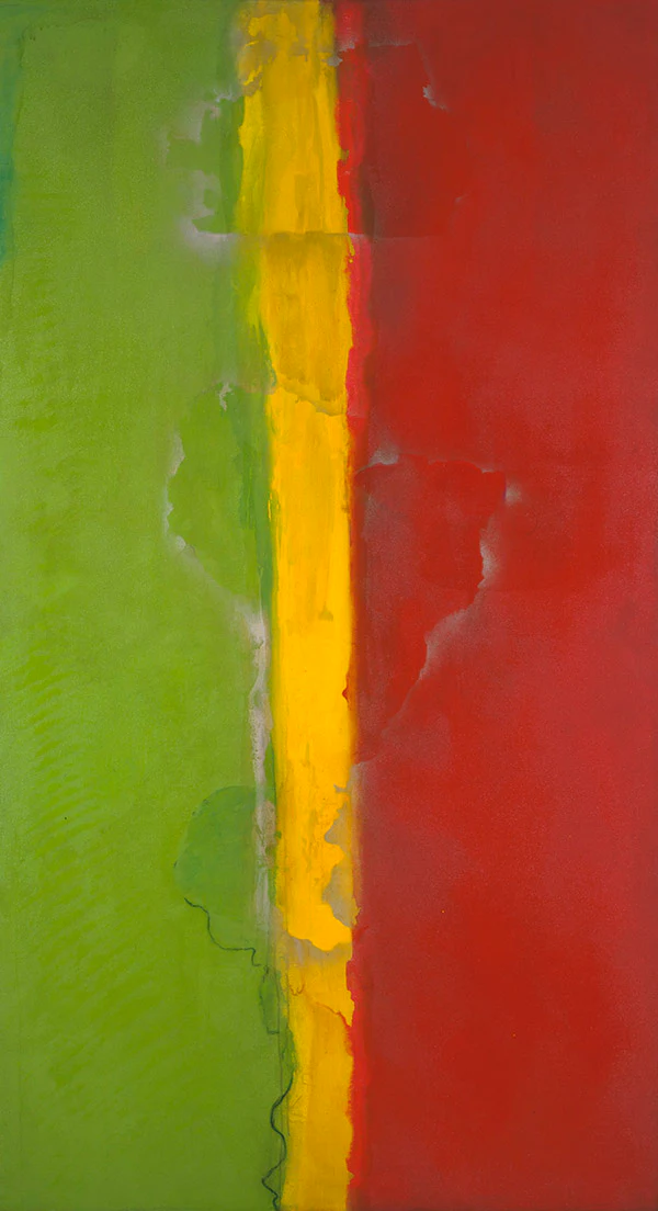 Frank Bowling, Who’s Afraid of Barney Newman, 1968, acrylic on canvas (Tate Britain, © Frank Bowling. All Rights Reserved, DACS 2024)