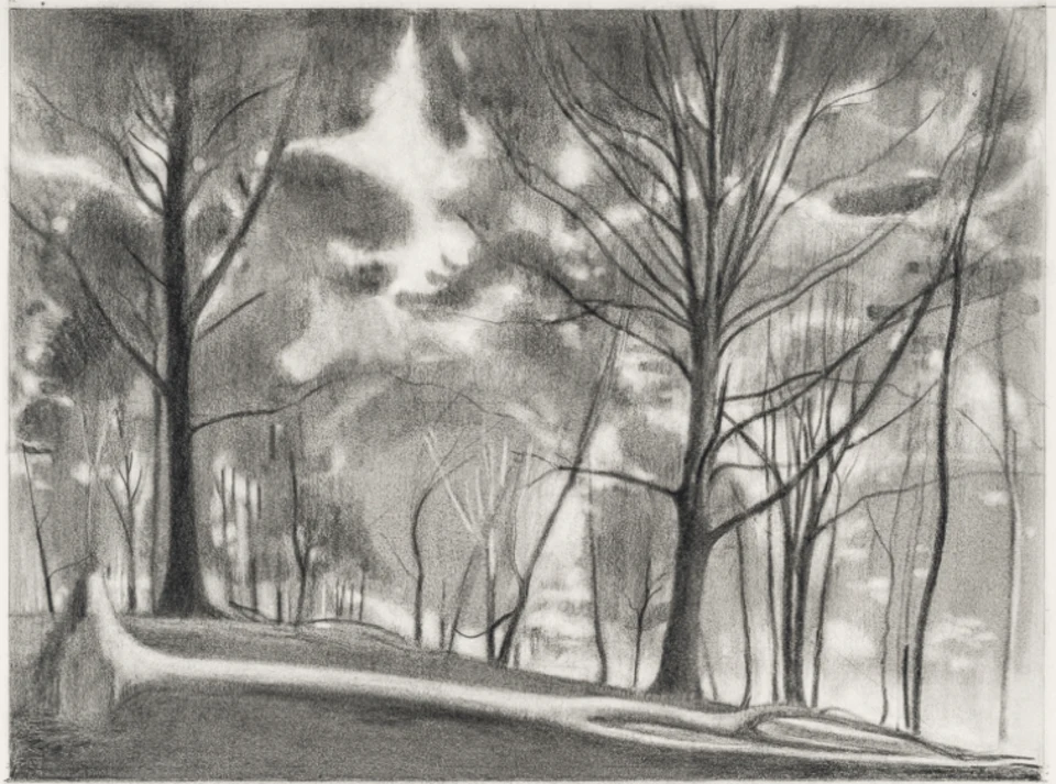 Ron Milewicz, Fall, 2018, pencil on paper, 15 x 20 inches