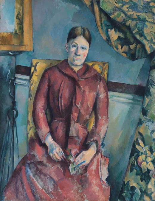 Madame Cézanne in a Red Dress, 1888–90, oil on canvas , 45 7/8 x 35 1/4 inches (Metropolitan Museum of Art)