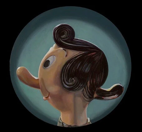 Megan Marlatt, Profile of Ms. Oyl, 2010, acrylic and oil on round panel, 20 inches (courtesy of the artist)