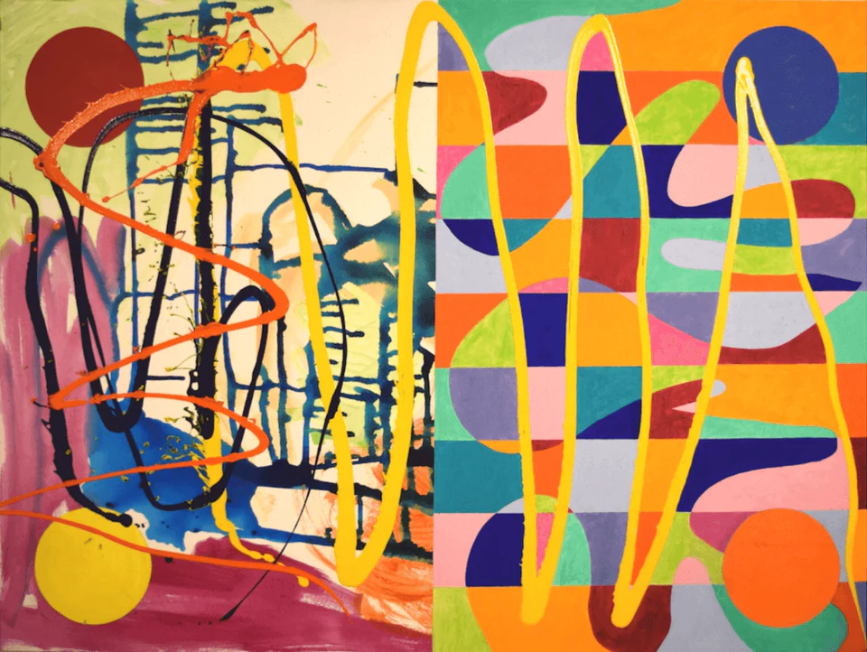 Dana Gordon, No Place for Squares, 2015-2016, 36 x 48 inches, oil and acrylic on canvas (courtesy of the artist)