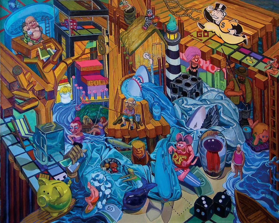 Margaret McCann, Follow the Money, 2010, oil on linen, 48 x 60 inches (courtesy of the artist)