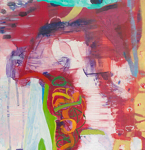 Julian Hatton, Confabulate, 2016-17, oil and mixed media on panel, 10 x 10 inches (courtesy of Elizabeth Harris Gallery)