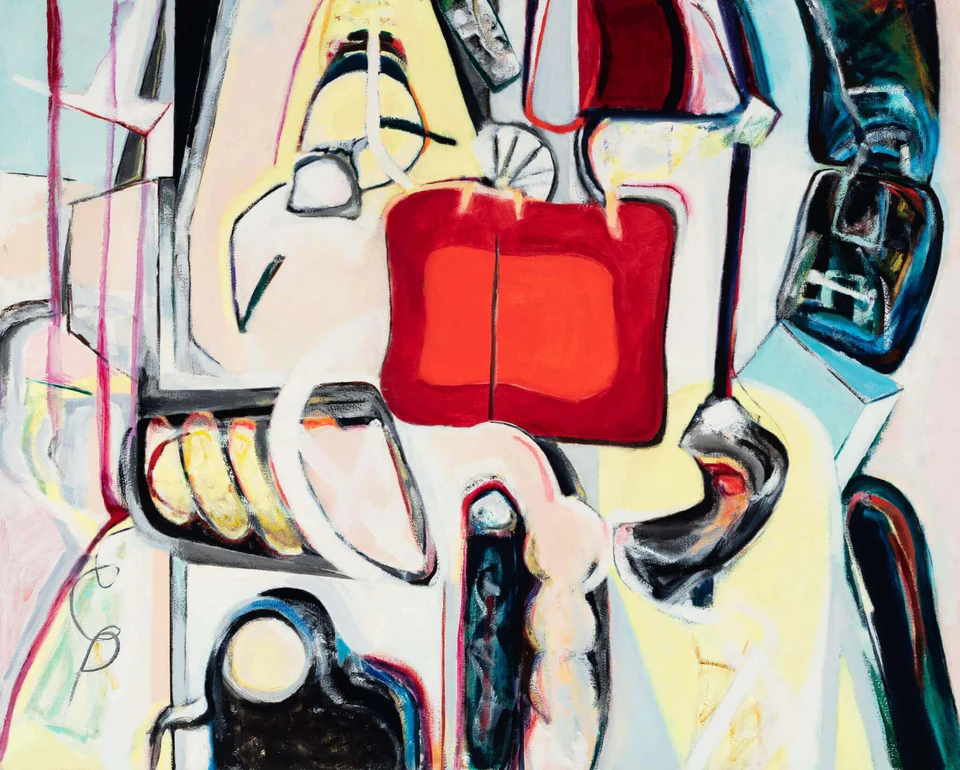 Elizabeth Yamin, The Red Studio at 4 am, 2020-2022, oil on canvas. 40 x 50 inches (courtesy of the artist)