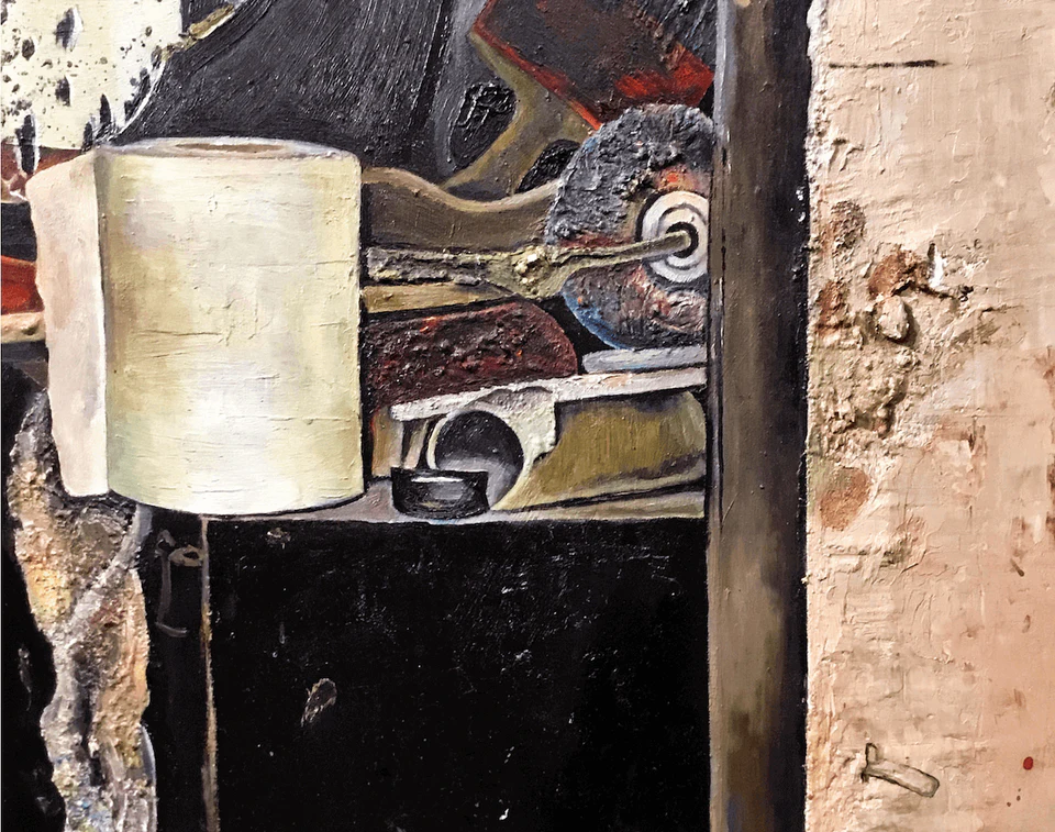 (detail) Simon Dinnerstein, The Sink, oil on wood panel, 96 x 48 inches, 1974 (photo: Matthew Ballou, courtesy of the artist)