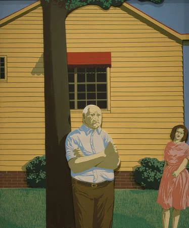 Maud Gatewood, Genre II, 1966, acrylic on plywood, 48 x 40 inches (Weatherspoon Art Museum)