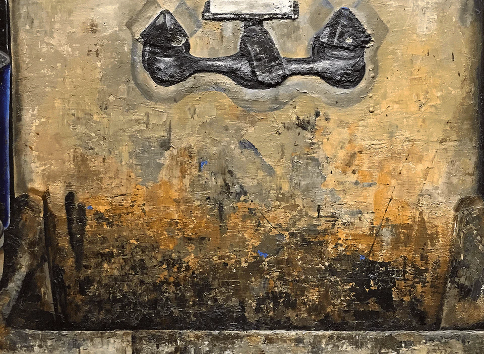 (detail) Simon Dinnerstein, The Sink, oil on wood panel, 96 x 48 inches, 1974 (photo: Matthew Ballou, courtesy of the artist)