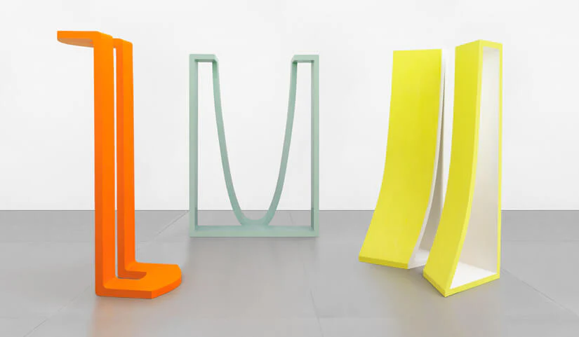 George Sugarman, Threesome, 1968-1969, acrylic on wood, 84 3/4 x 156 x 120 inches (courtesy of Garth Greenan Gallery)