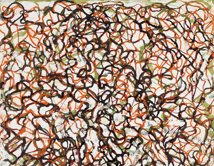 Brice Marden, African Drawing 19, 2011-12, Kremer inks and Kremer white shellac on paper, 14 7/8 x 11 1/8 inches (courtesy of Matthew Marks Gallery)