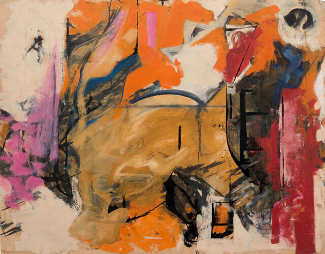 Pat Passlof, Untitled, circa 1950s, oil on paper, 21 1/2 x 28 inches (courtesy of Elizabeth Harris Gallery)
