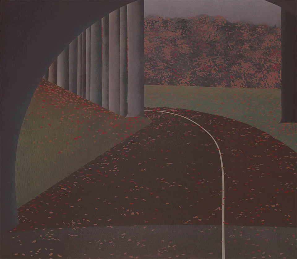 Maud Gatewood, Autumn Tunnel, acrylic on cotton canvas, 50 1/8 x 56 1/8 inches, 1975 (University of South Carolina Upstate, Spartanburg, South Carolina)
