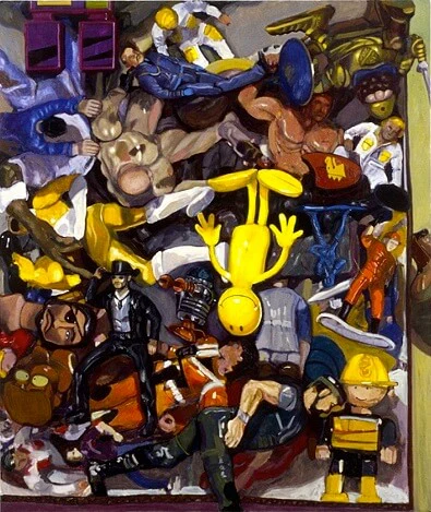 Megan Marlatt, Men, 2004, acrylic and oil on canvas, 54 x 64 inches (courtesy of the artist)