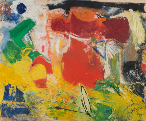 Pat Passlof, Untitled, circa 1950s, oil on paper, 14 x 17 inches (courtesy of Elizabeth Harris Gallery)