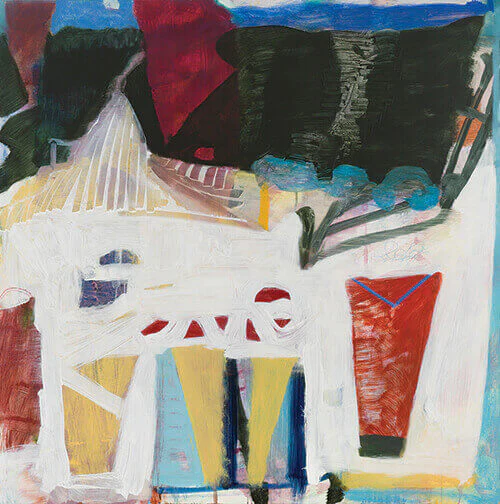 Julian Hatton, Till, 2016-17, oil, wax pastel and colored pencil on canvas, 42 x 42 inches (courtesy of Elizabeth Harris Gallery)