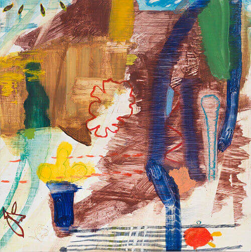Julian Hatton, Slip, 2016-17, oil and mixed media on panel, 10 x 10 inches (courtesy of Elizabeth Harris Gallery)
