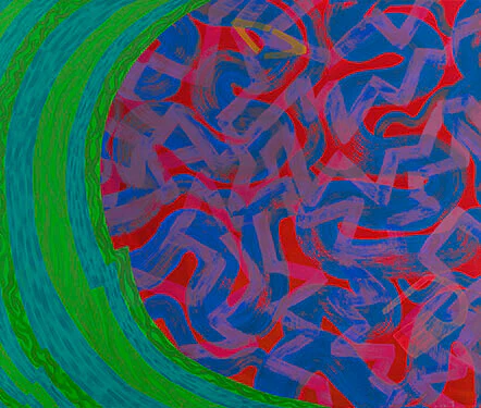 Joan Thorne, Orango , 2023, oil on canvas, 56 x 66 inches (courtesy of David Richard Gallery)