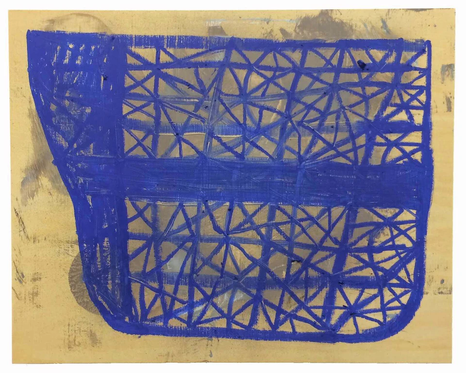 Brian Cypher, Blue Hull, 2014, spray paint and oil stick on panel, 16 x 20 inches (courtesy of the artist)