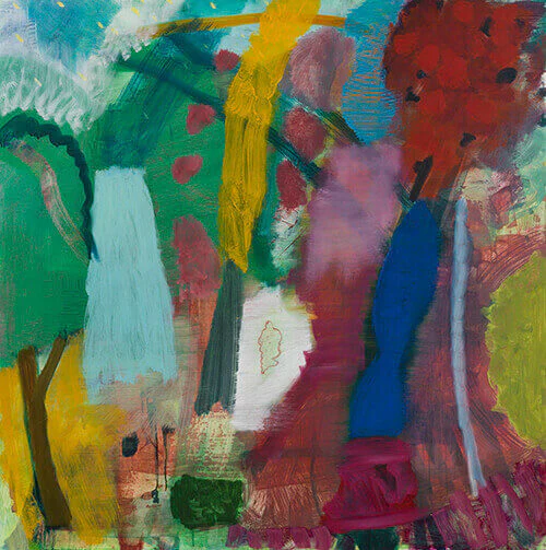 Julian Hatton, Trespass, 2016-17, oil, wax pastel and colored pencil on canvas, 42 x 42 inches (courtesy of Elizabeth Harris Gallery)