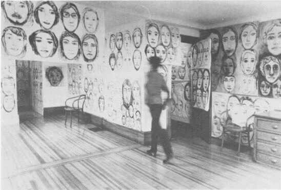 Hedda Sterne in her studio, 1970, photo by Duane Michaels, source: bomblog