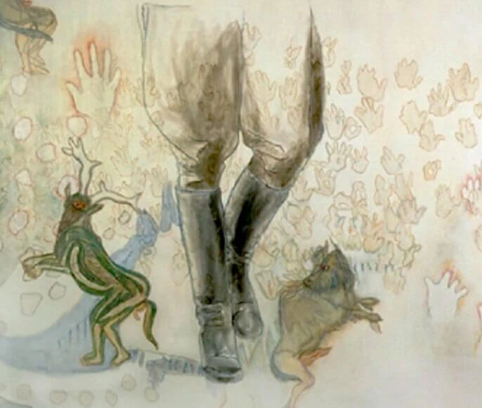 (detail) Jo Baer, Of a Fearful Symmetry (Bound Hand and Foot), 1991