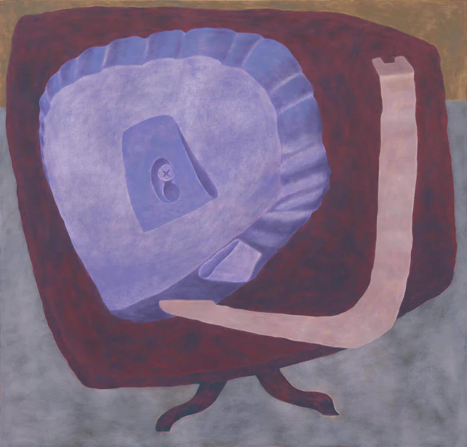 Ginny Casey, Blank Tape, 2017, oil and acrylic on canvas, 48 x 46 inches (courtesy of Mier Gallery)