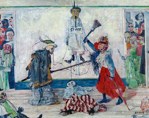 James Ensor: Skeletons Fighting for the Body of a Hanged Man, 1891