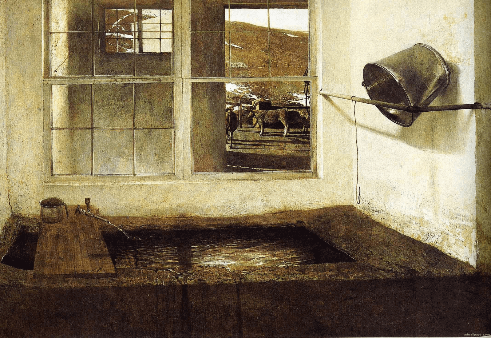 Andrew Wyeth, Spring Fed, 1967, tempera on panel, 27.5 x 39.5 inches (collection of Mr. and Mrs. W. D. Weiss (© 2017 Andrew Wyeth/Artists Rights Society (ARS))