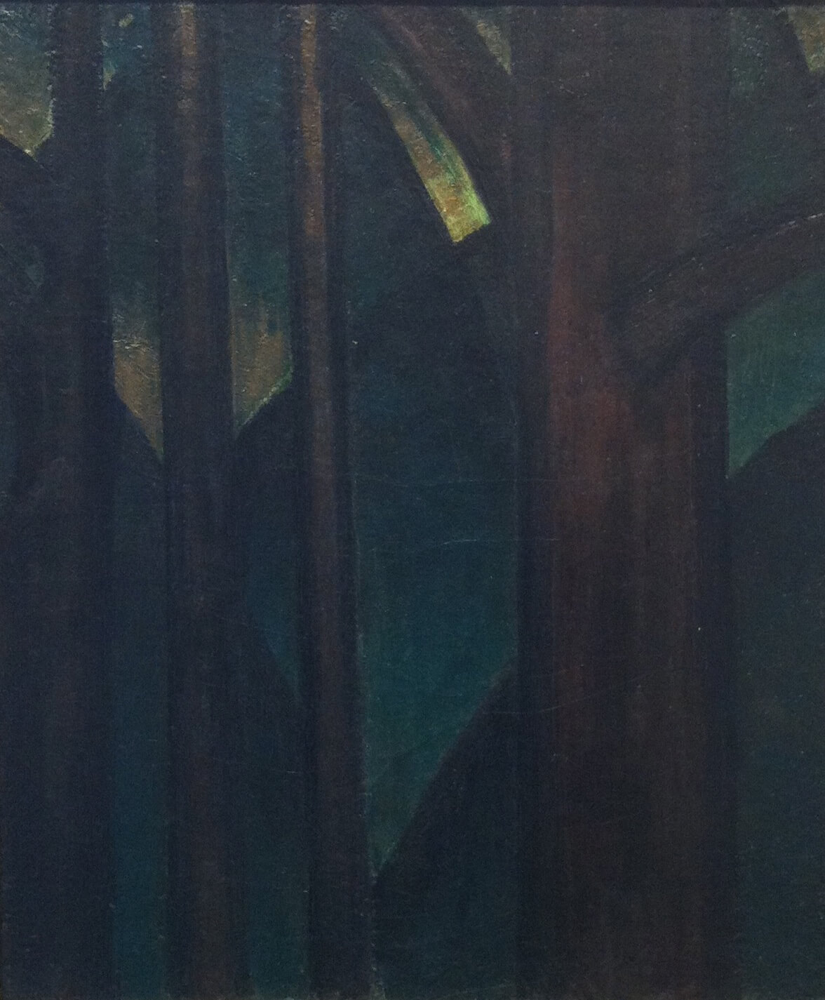 Arthur Dove, Dark Abstraction (Woods), 1920, oil on canvas, 21 x 18 inches (courtesy Steven Harvey Fine Art Projects)