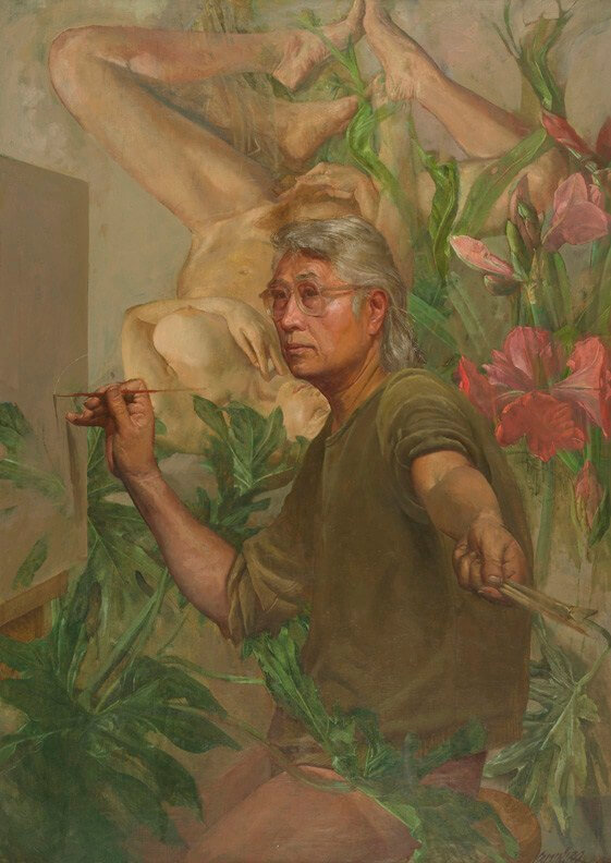 Ben Kamihira, Fantasy II, 1976–85, oil on canvas, 50 × 36 inches (Pennsylvania Academy of the Fine Arts)