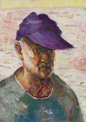 Bernard Chaet, Purple Hat, 1992, oil on canvas 14 in x 10 inches (courtesy of LewAllen Galleries)
