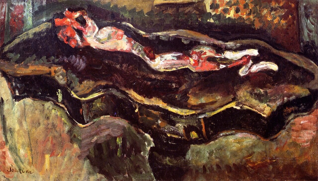 Chaim Soutine, Table with Skinned Rabbit, ca. 1923, oil, 18 x 31 inches (Private Collection)