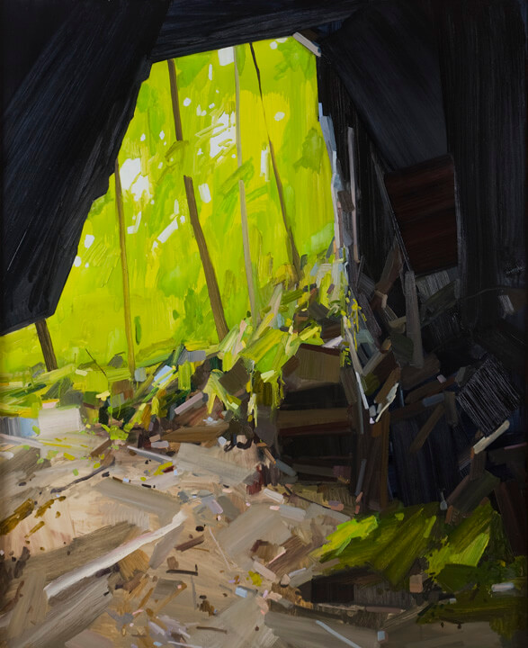 Claire Sherman, Cave and Trees, 2011, oil on canvas, 96 x 78 inches (courtesy of the artist)