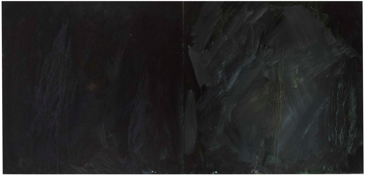 Ellen Phelan, Untitled (two parts), 1979, oil on aluminum, 17 3/4 x 36 1/3 inches (courtesy Steven Harvey Fine Art Projects)