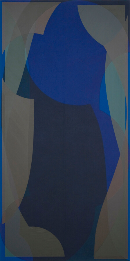Halsey Hathaway, Untitled, 2012, acrylic on dyed canvas, 80 x 40 inches (courtesy of the artist and Rawson Projects)