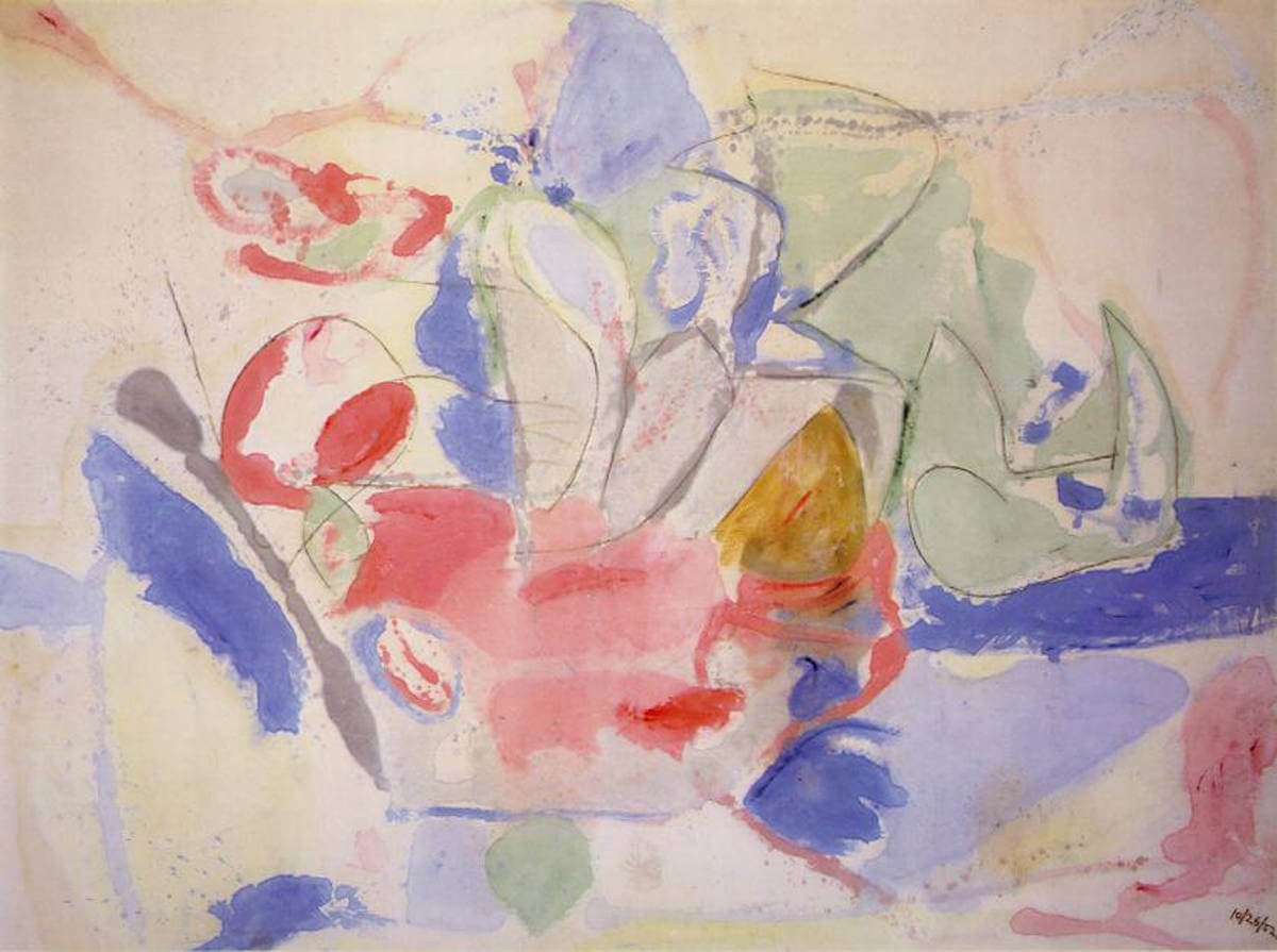 Helen Frankenthaler, Mountains and Sea, 1952, Oil and charcoal on canvas, 86 x 117 inches, National Gallery of Art, Washington