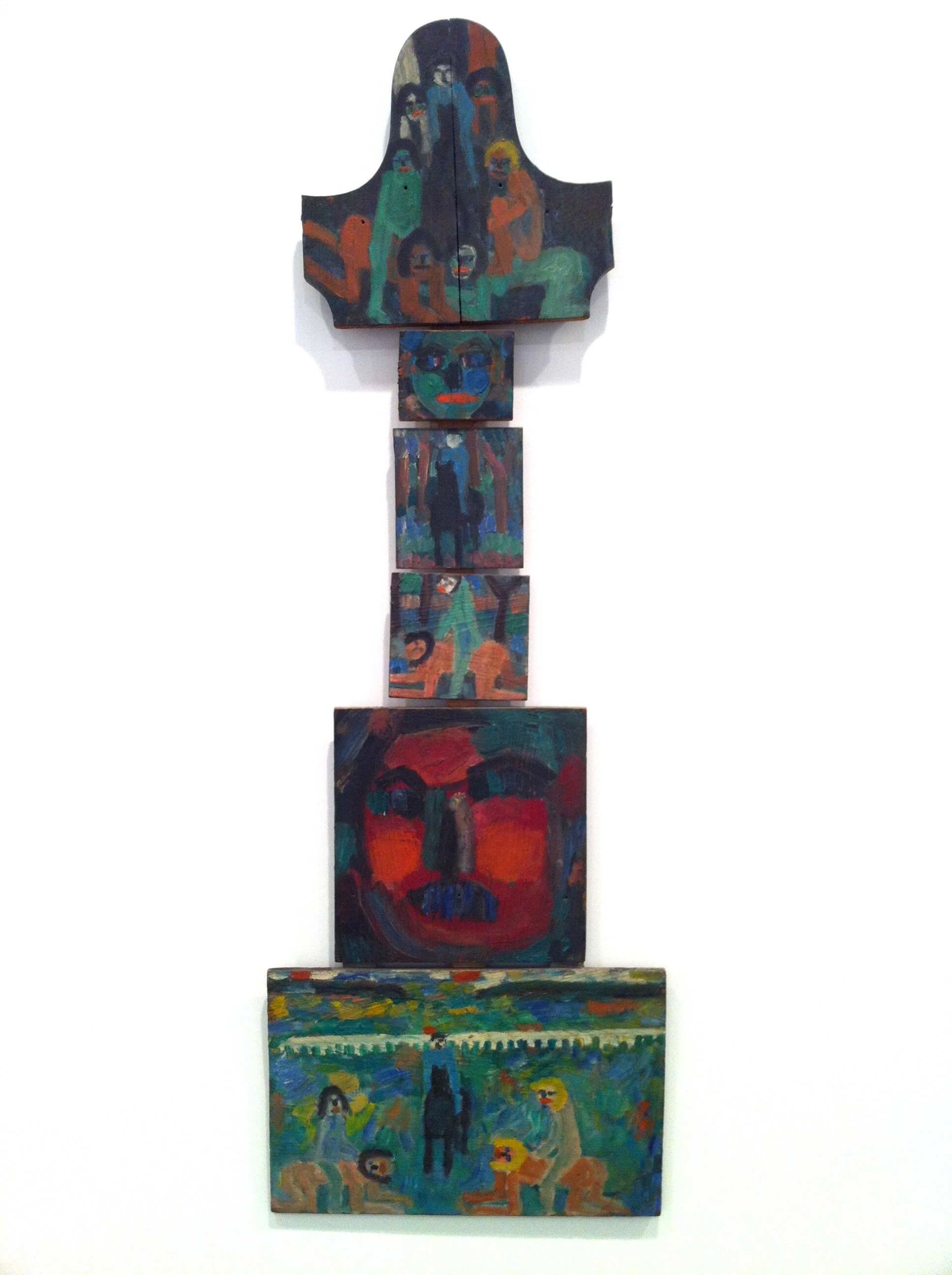 Jan Müller, Church Hanging Piece, c. 1957, oil on panel (in 6 parts) 50 x 16 3/4 inches (courtesy Lori Bookstein Fine Art)
