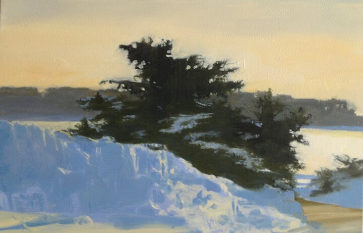 Marilyn Turz, Looking Toward Banfi, oil on wood, 8 x 12 inches, 2014 (courtesy of The Painting Center)