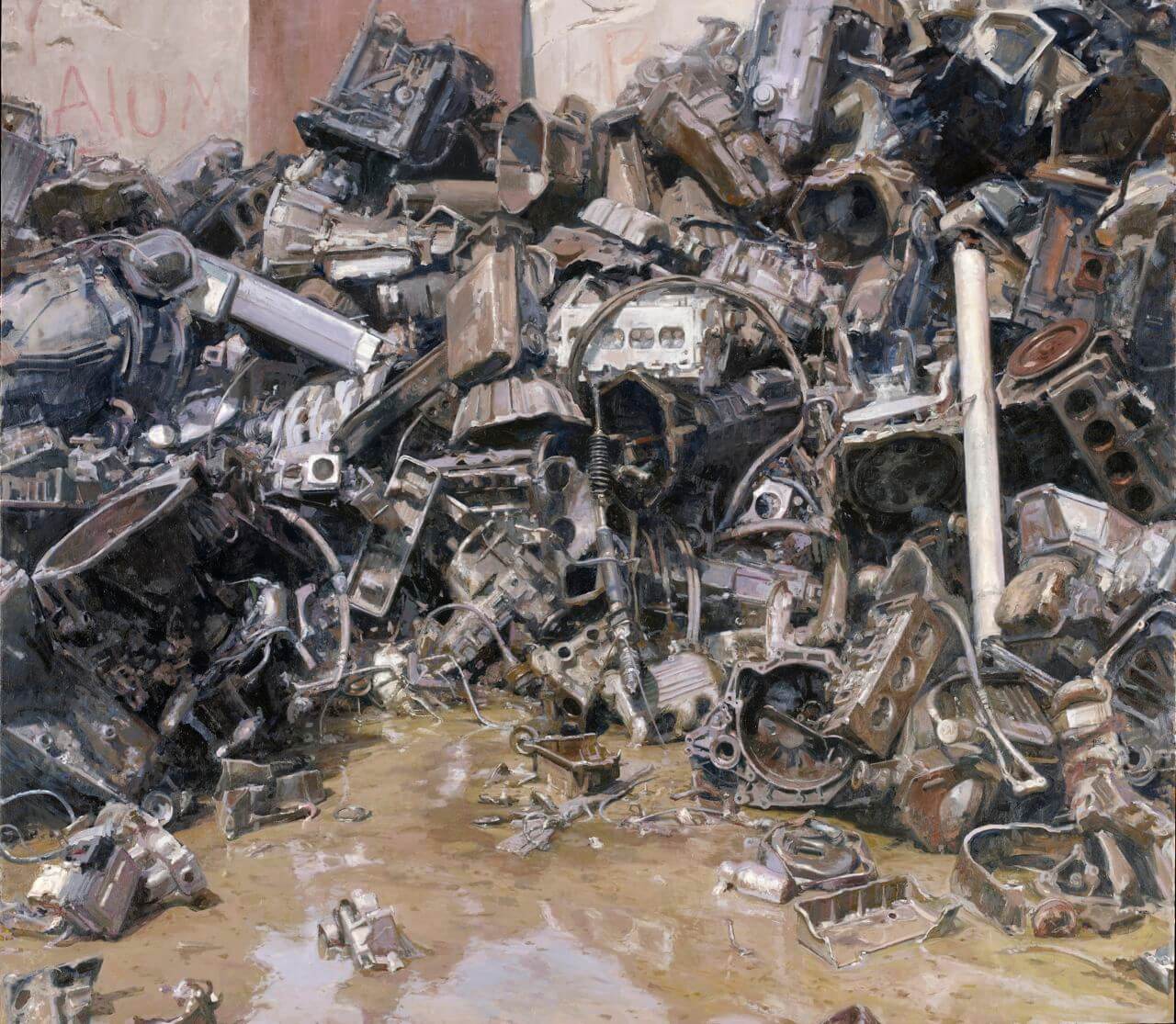 Michael Karaken, Scrap Engines, 2009, oil on canvas, 84 x 96 inches (courtesy of the artist)