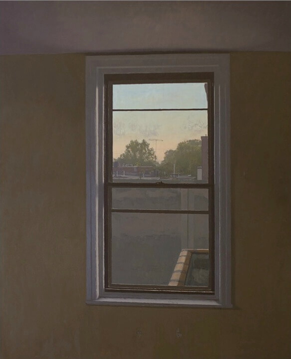 Mike East, Window View at Sunset, 2008, oil on panel, 32 3/4 x 40 1/4 inches (courtesy of the artist)