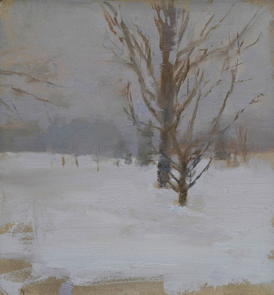 Neil Riley, Winter Grey, 2010, oil on panel, 8 × 8 inches (Private collection)