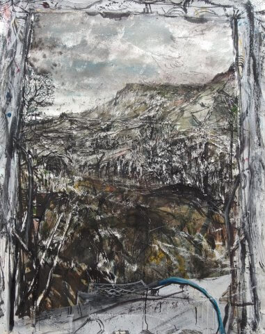 Nick Miller, To Ben Bulben, with Ladder, 2007, chinese ink & watercolour on paper, 155 x 123.5 cms  (courtesy of the artist and Rubicon Gallery)