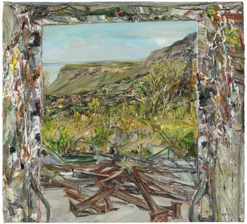 Nick Miller, Steel Yard and Mountain I, 2011, oil on linen, 56 x 61 cms (courtesy of the artist and Rubicon Gallery)