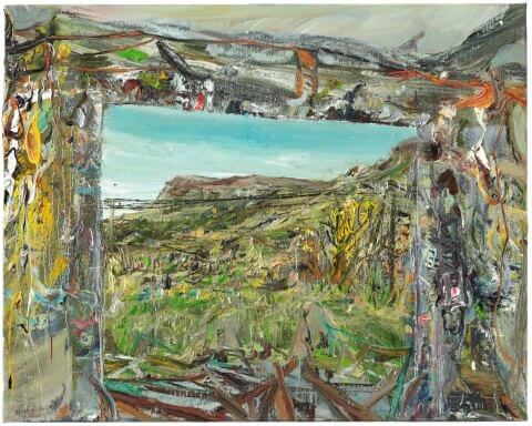 Nick Miller, Steel Yard and Mountain III, 2011, oil on linen, 41 x 51 cms (courtesy of the artist and Rubicon Gallery)