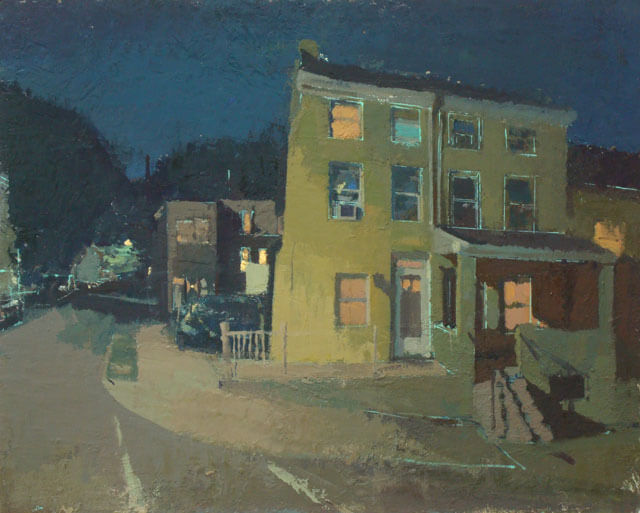 Peter Van Dyck, Cotton Street at Night, 2013, oil on linen, 24 × 30 inches (courtesy of the artist)