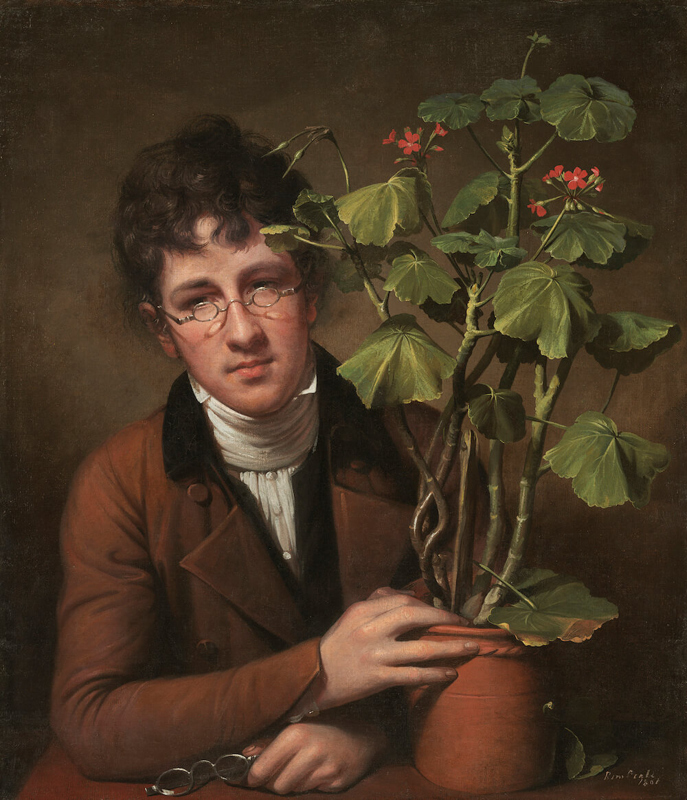Rembrandt Peale, Rubens Peale with a Geranium, 1801, oil on canvas, 28 1/8 x 24 